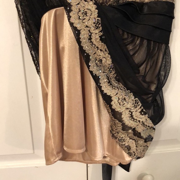 Y2K R&M Richards Satin Sequin Mesh Lace Babydoll Cocktail Top Size 12 - Picture 4 of 9